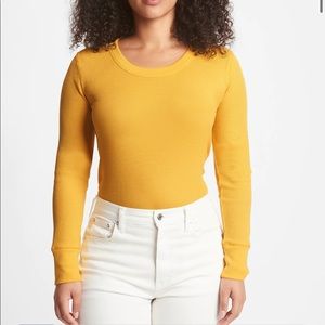 Gap Crew Neck Long Sleeve Waffle-Knit T-Shirt Gold
